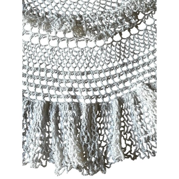 Hand-Crocheted Cotton Doily Extra Ruffles 22" Dia. White Centerpiece wedding - Picture 4 of 4